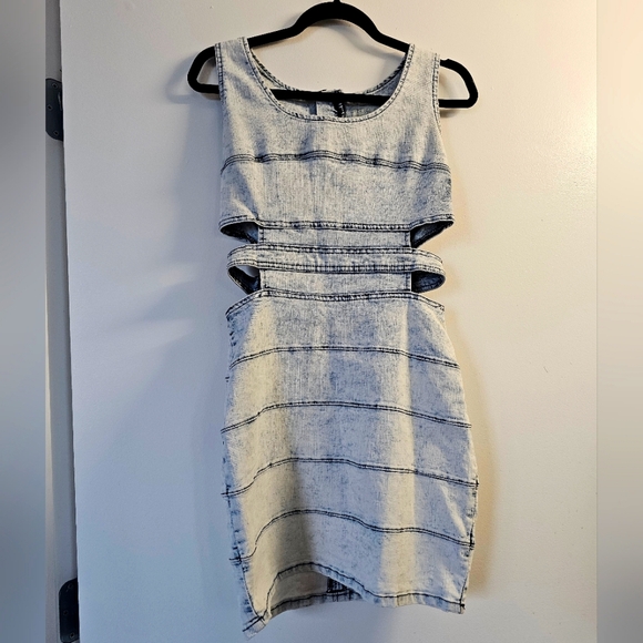 Denim Cutout Mini Dress - Picture 1 of 2